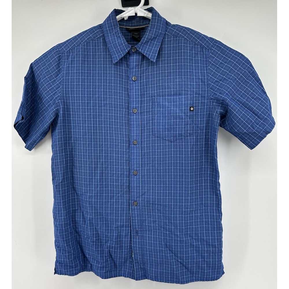 Marmot Short Sleeve Button Down Shirt Blue Checkered Men's Medium